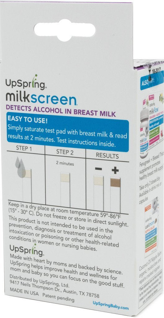 UpSpring Milkscreen's breast milk test strips for alcohol have