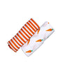Malabar Baby Certified Organic Swaddle Blanket Set  (Carrot + Orange Stripes)